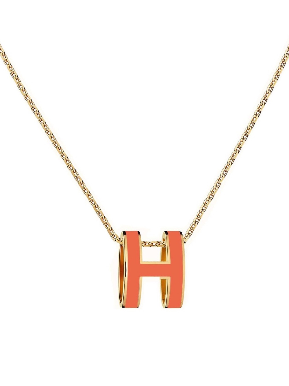 H Pop Icon Gold Plated Chain Necklace with Orange 'H' Enamel Pendant